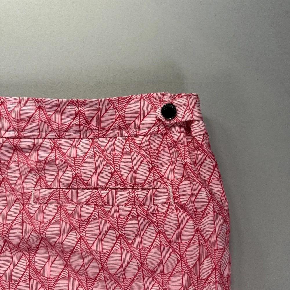 Ted Baker Swim Shorts Mens 6 Pink Geometric Zipper Pockets Trunks Boardshorts